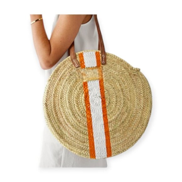 Mark & Graham Hand Painted Circle Beach Bag, Straw, Stripes - Picture 9 of 11